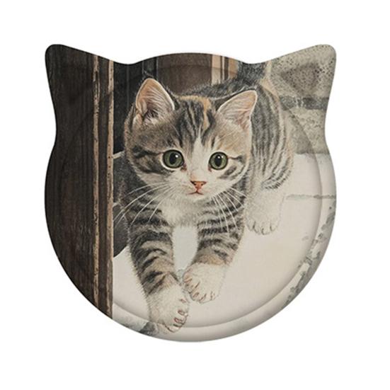 1/6Pcs Cartoon Cat Themed Ceramic Drink Coasters Water Absorbent Fantasy Atmosphere Coasters Home Kitchen Decor