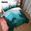Комплект постельного белья Mountain с изображением леса и яркого лунного пейзажа с изображением лося Mountain, комплект постельного белья King Size, мягкий полиэстеровый пододеяльник