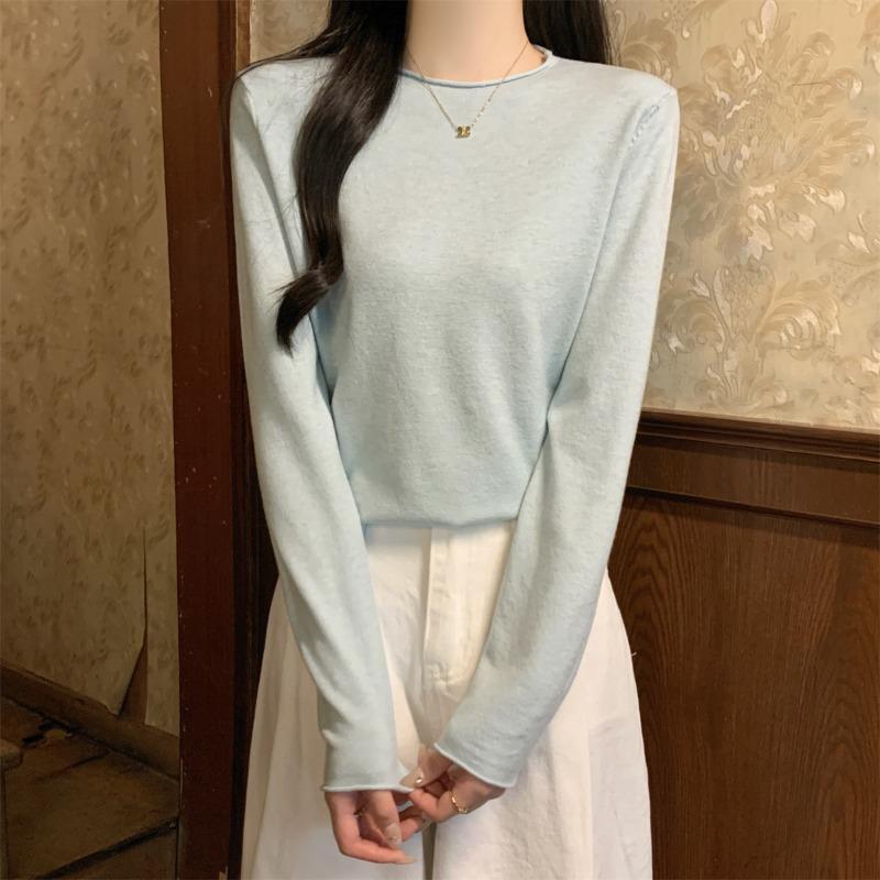 Свитер с плечами женский мягкий восковой внутренний вязаный свитер осень и зима повседневный простой базовый топ с длинными рукавами