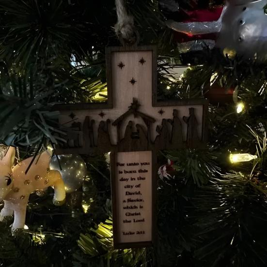 Yousheng Christian Nativity Ornaments Wooden Christmas Tree Religious Decorations Faithful Bible Verse Ornaments Christian Gifts