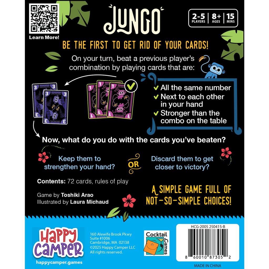 Happy Camper Jungo A simple card game with choices Perfect for and family game nights players Ages - not-so-simple travel, camping, 2-5 8+.
