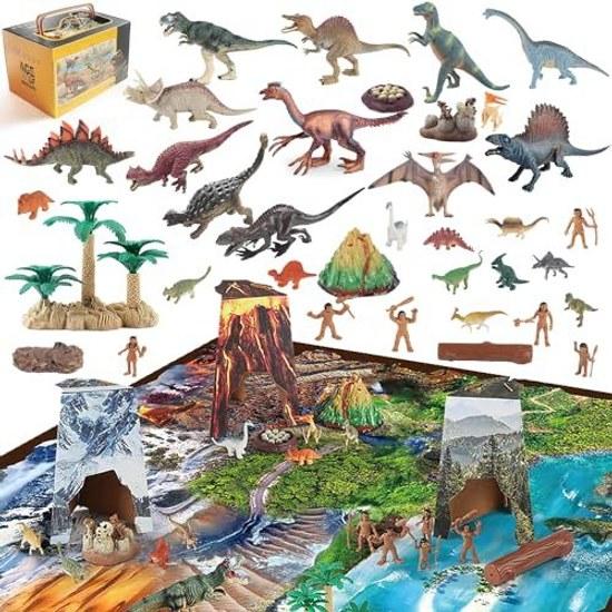 UQTOO Dinosaur Figure Set Children Play Large Map Included Boys Girls Birthday Present Christmas Classic Toy