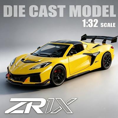 1:Масштаб 32 C8 ZR1X C2 Модель Игрушечная Машинка Металлическая Литье под Давлением Двери Открываются Суперкар Задние Колеса Инерционные Модели Игрушки Изысканные Подарки