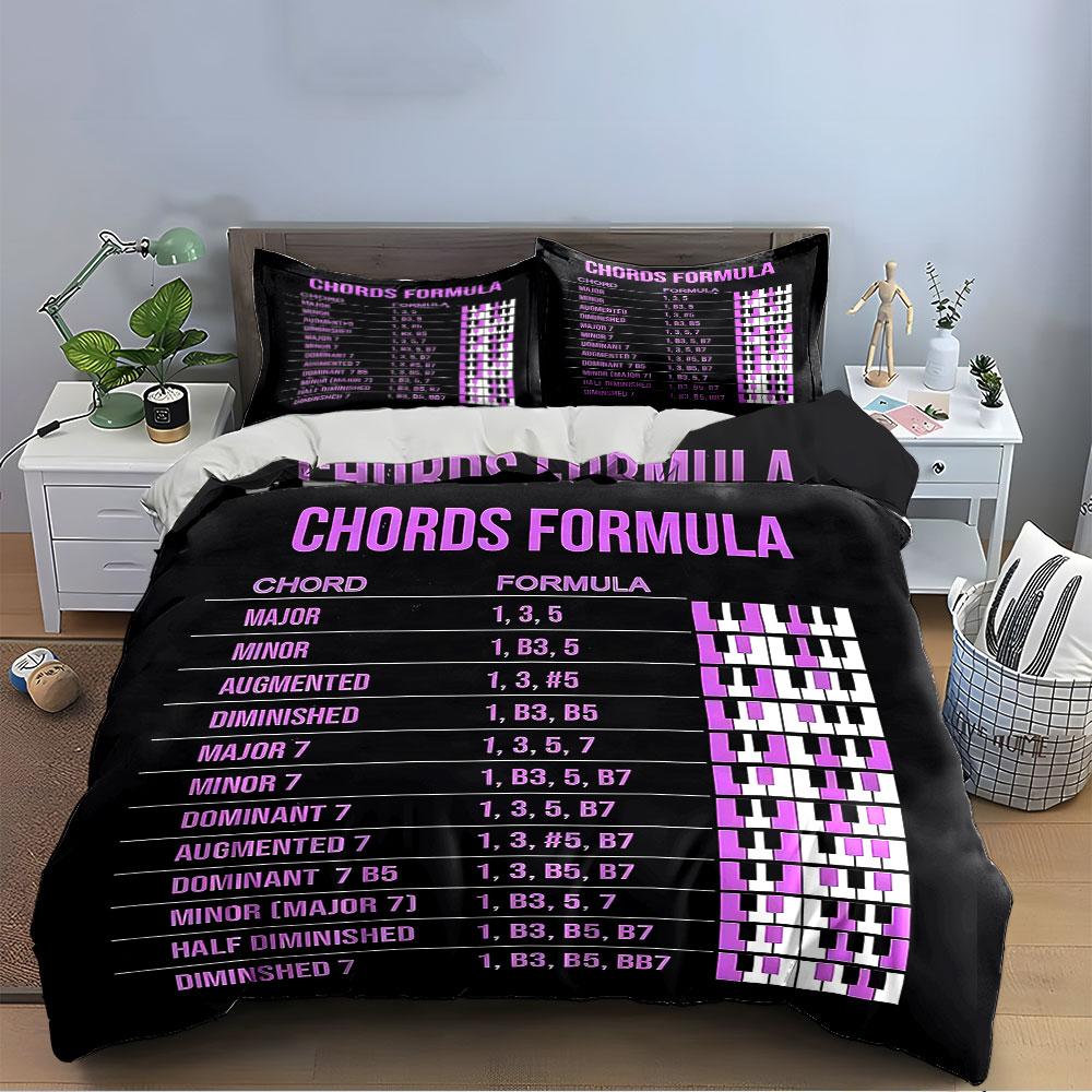 Chords Formula Piano Chart Bedding Duvet Cover Set (1*Duvet Cover 2*Pillowcases, without duvet insert)