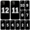 Custom Football Lucky Number1-15 Phone Case for Iphone 2020se 6s 7 8 Plus X 10 XR XS 11 12 13 Mini Pro MAX Black Tpu Back Cover