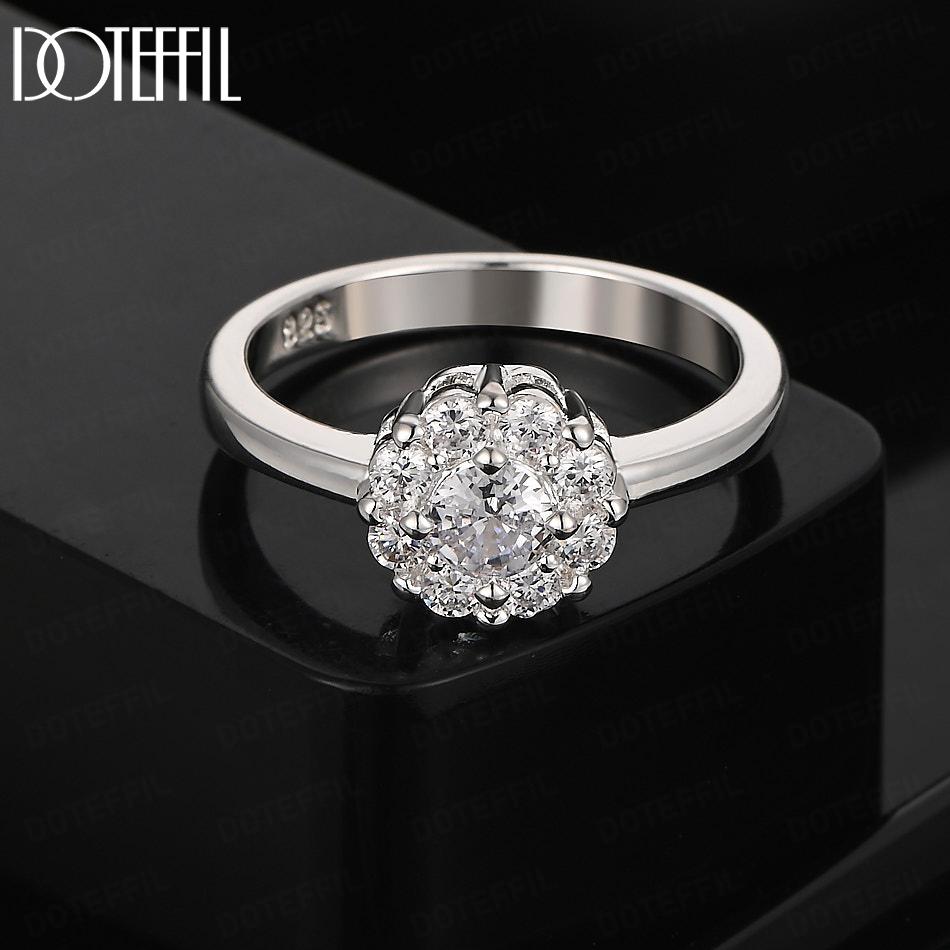 Кольцо с подвеской из чистого серебра 925 пробы с цирконом AAA и цветком, свадебные украшения