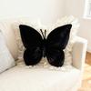 Butterfly Shape Throw Pillow Velvet Butterfly Pillow with Lace Trim Decorative Pillow for Sofa Couch Bedroom Office Decor