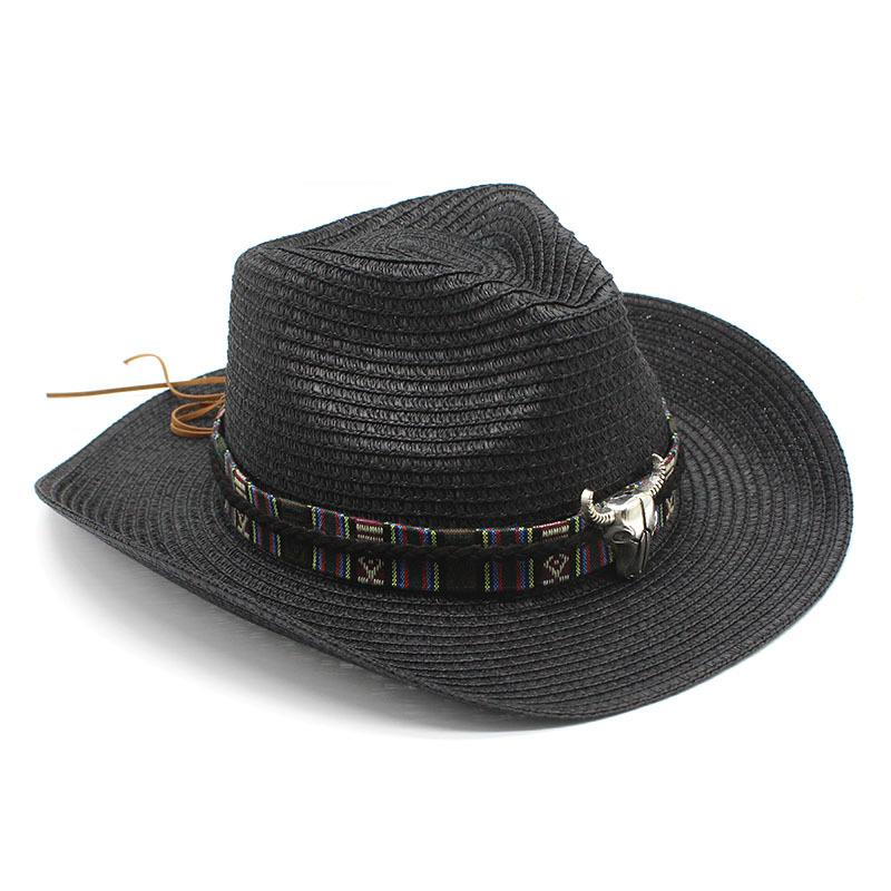 Западная ковбойская соломенная шляпа с головой быка, этнический стиль, тибетская тибетская джазовая шляпа-цилиндр, шляпа для танцев и драмы