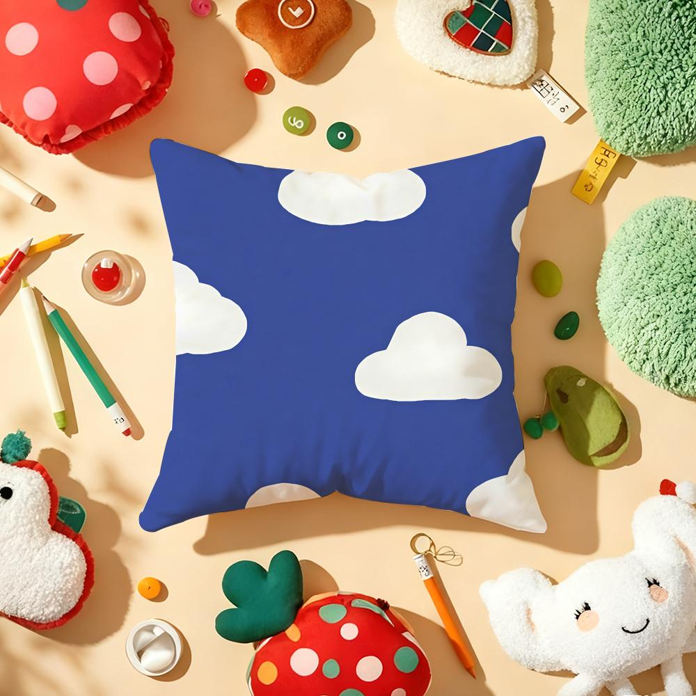 Fashion Clouds Cushion Cover Soft Short Plush DoubleSided Printing Home Decor Machine Washable Pillow Case Gift