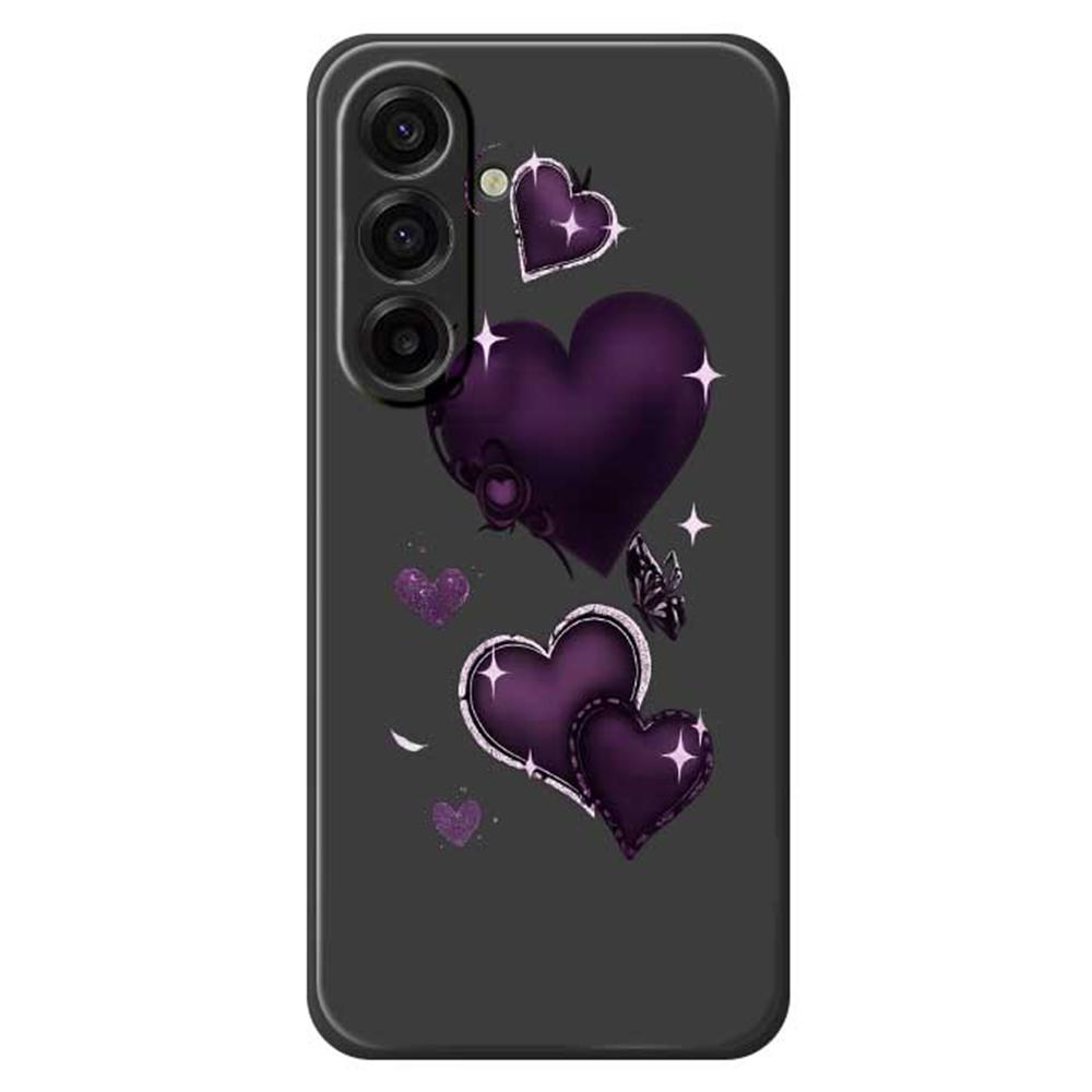 For Samsung Galaxy A17 5G Case Purple Love Pattern Printing Straight Edge TPU Phone Back Cover