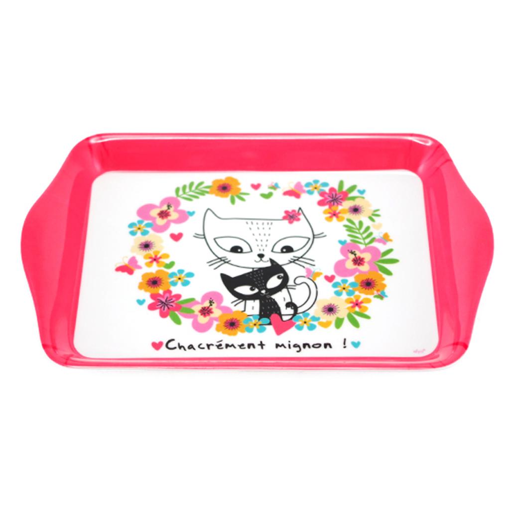 Les Trésors De Lily [A2547] - Small Multi-colored 'Cats' Melamine Tray (Damn Cute! ) - 21x14cm