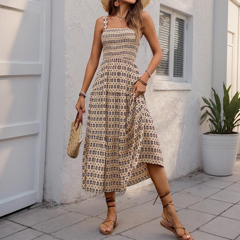 Summer Women's Sleeveless High Waist Range A Hem Halter Dress