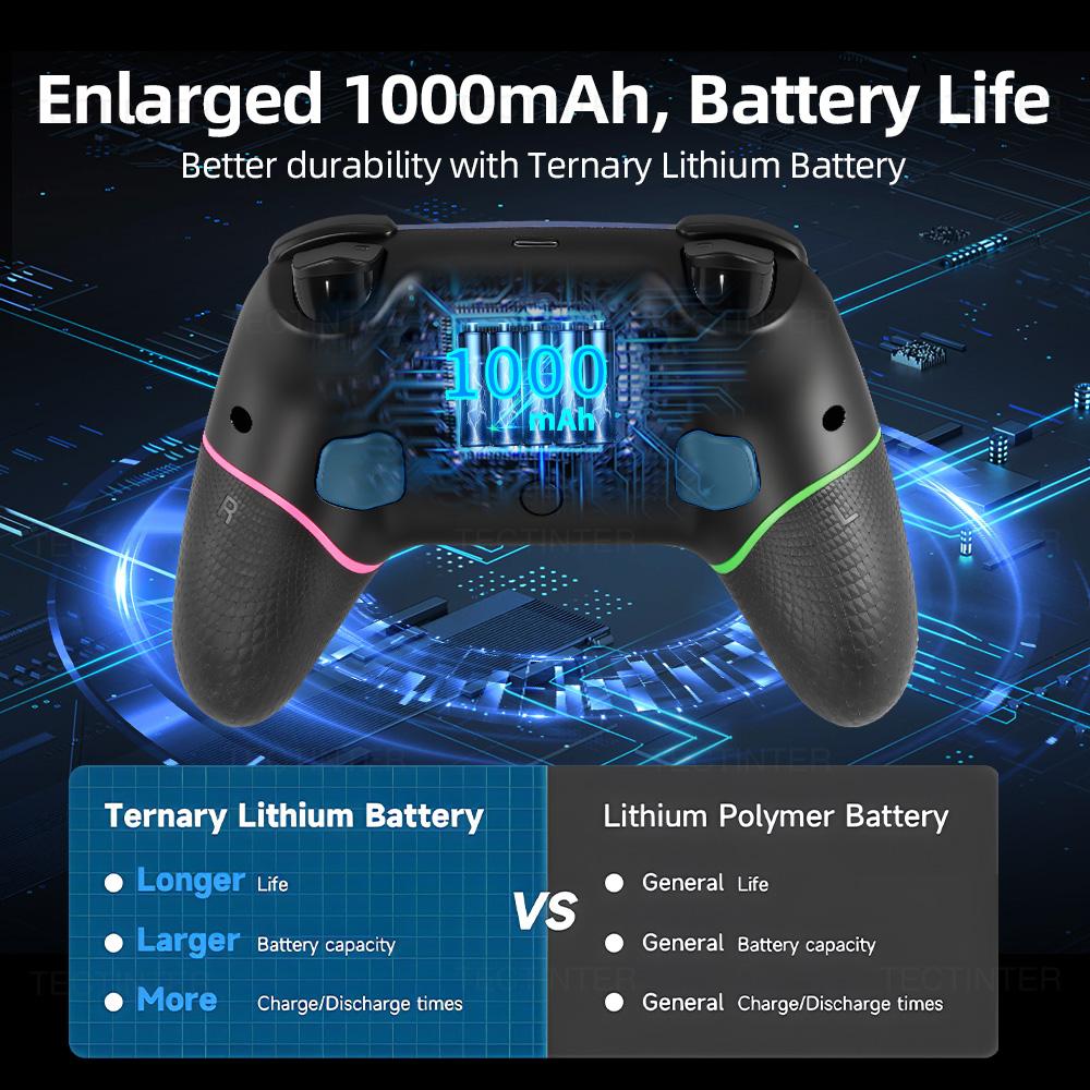 Беспроводной RGB BT Контроллер для Nintendo Switch 1/2/OLED Геймпад для Android Телефона/ПК Джойстик с эффектом Холла с функцией Турбо