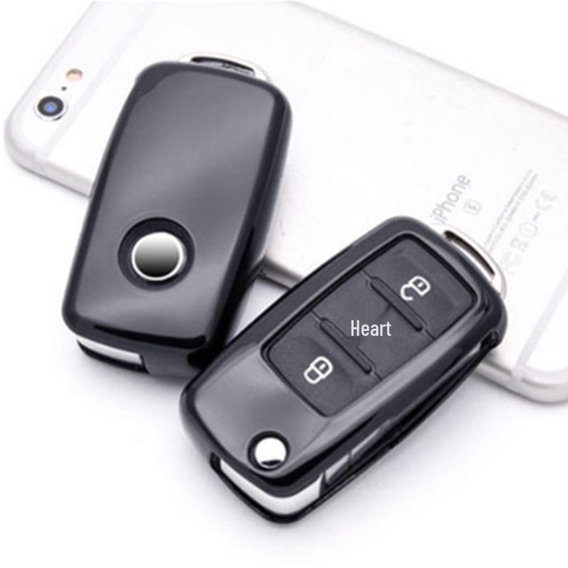Volkswagen Folding TPU Key Case with Electroplated Soft Rubber Protective Shell for Lavida and Lamando Models