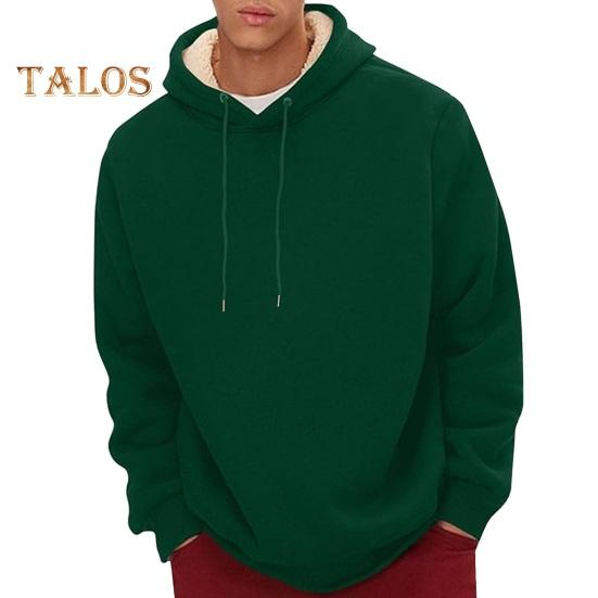 Зимняя мужская толстовка с капюшоном, однотонная, с плюшевой подкладкой, свободная, с длинными рукавами, на шнурке, с эластичными манжетами, повседневная толстовка с капюшоном