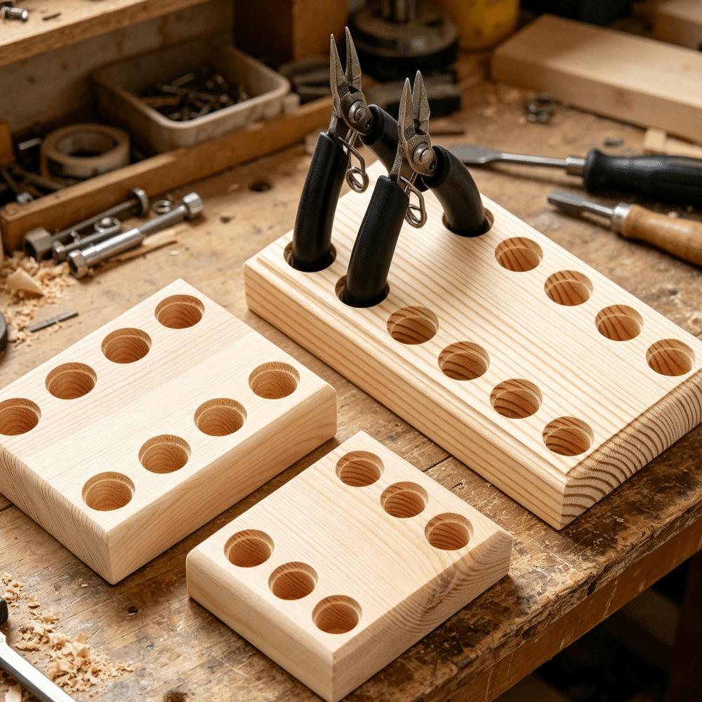 Wooden Tool Holder Non Slip Multi-slots Wood Stand Keep Neat Pliers Storage Holder  Craft Tool