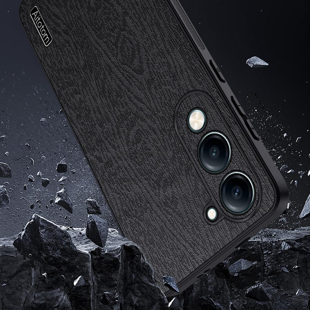 Чехол для vivo Y29s 5G, текстура дерева, покрытие из ПУ кожи, ПК + ТПУ чехол для телефона