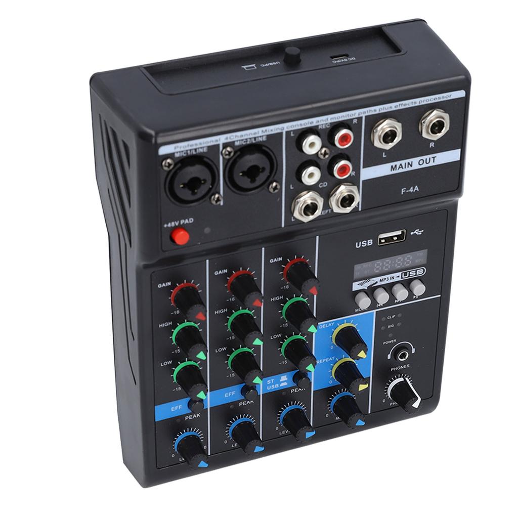 Звуковой микшер USB BT 4-канальный звуковой микшерный пульт с кнопкой фантомного питания 48 В для сценического выступления