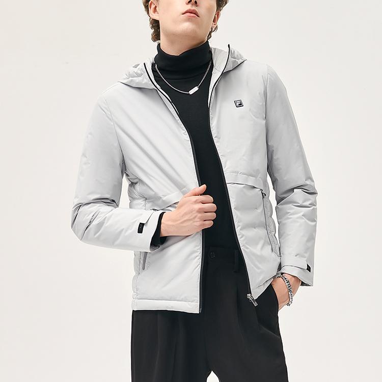 Fila Однотонная спортивная куртка с капюшоном, легкий пуховик, мужская верхняя одежда, горно-каменный серый F11M147918FGY
