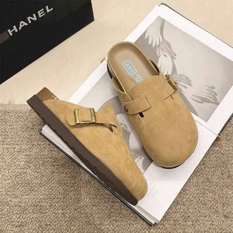 Женские осенние закрытые тапочки в ретро-стиле - Удобные, с мягкой подошвой, для универсальной уличной носки