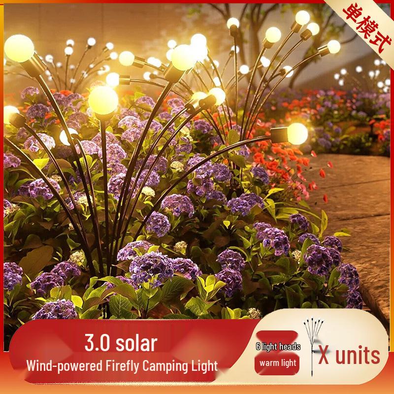 Wind-Powered LED Firefly Solar Garden Stake Light - Waterproof Outdoor Lawn & Camping Light