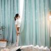 Custom Made Princess Style Double Layer Blackout Star Hollow Curtains with Lace Tulle Fabric for Home Living Room Window Decor