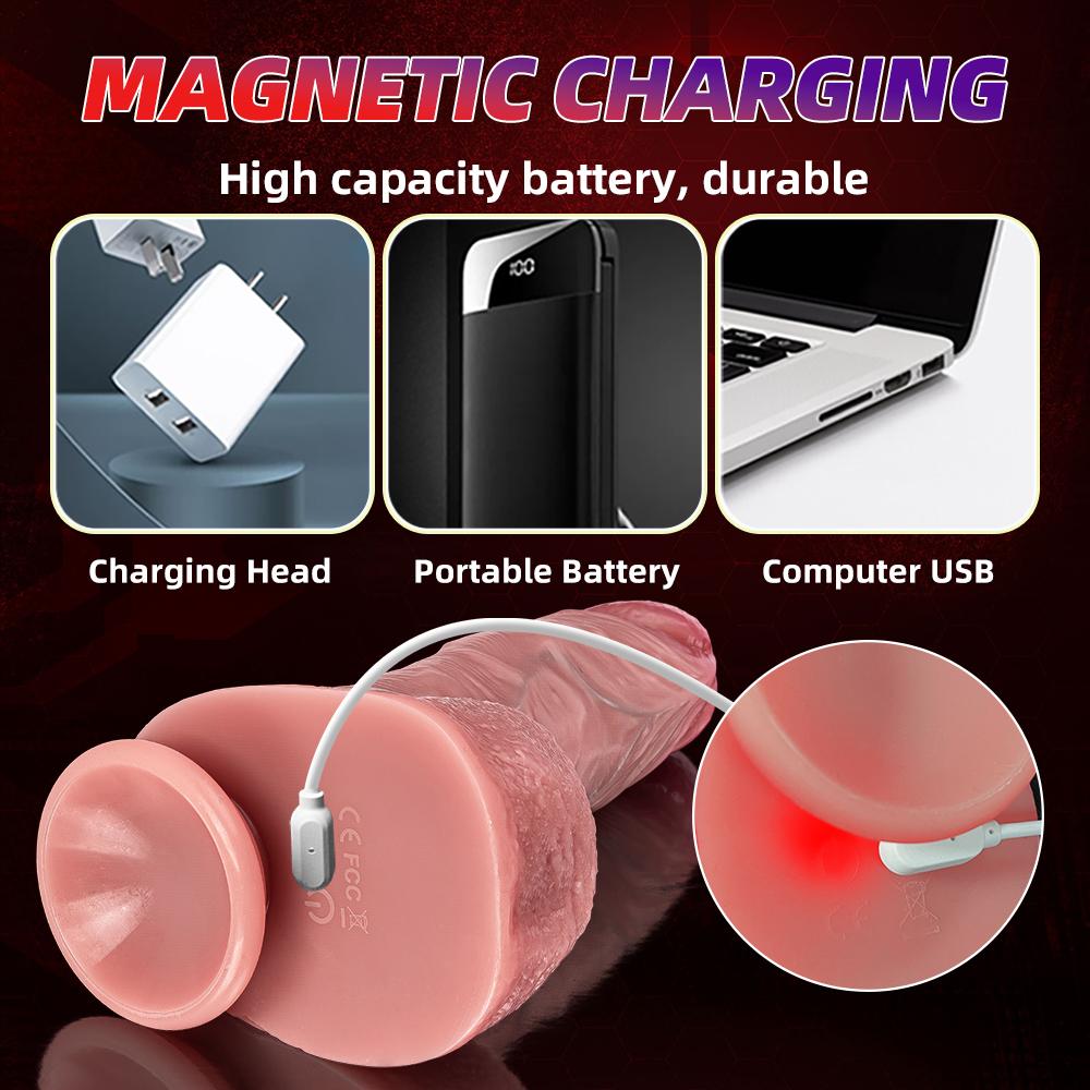 Огромный Большой Мягкий Вибратор с Подогревом Реалистичный Дилдо для Женщин Мужчин Беспроводной Телескопический Член Мастурбатор Пенис G-точка Вагина Анальный