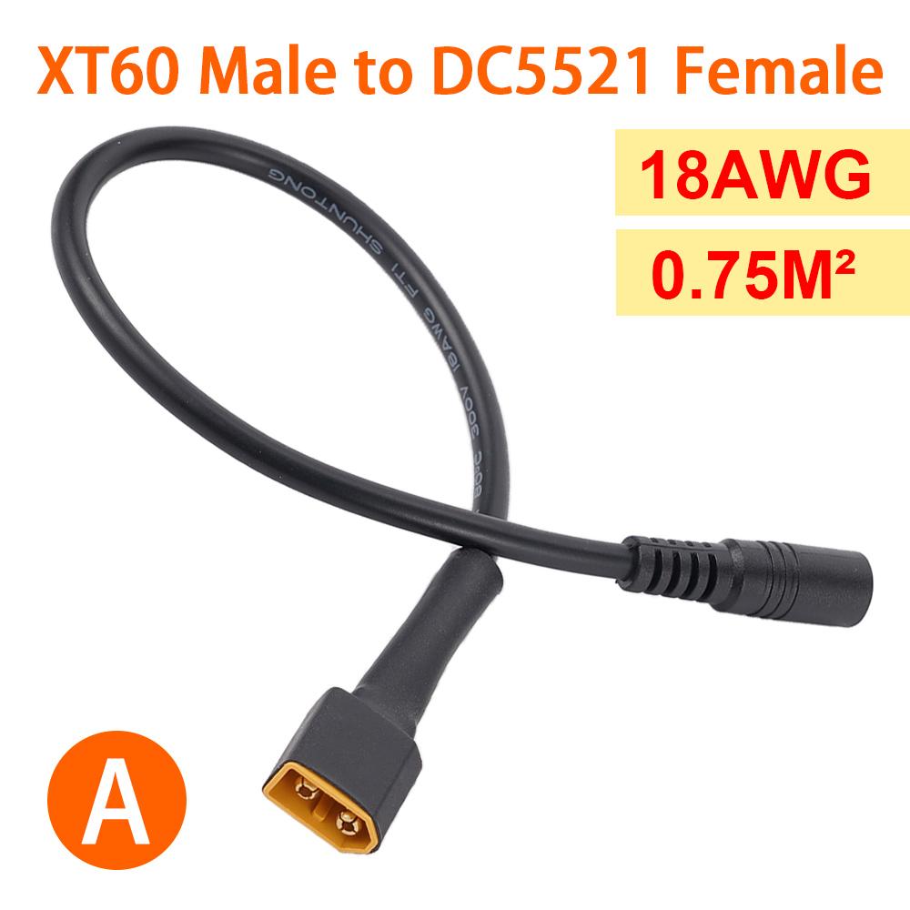 DC 5.5 2.1 2.5mm XT60 XT30 Female Male Plug To T Plug Female Male Adapter Connector With 18AWG Silicone Wire