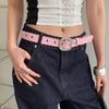 Y2K Lace Belt PU Leather Women Waistband Trend Rhinestone Belt  Jeans Accessories