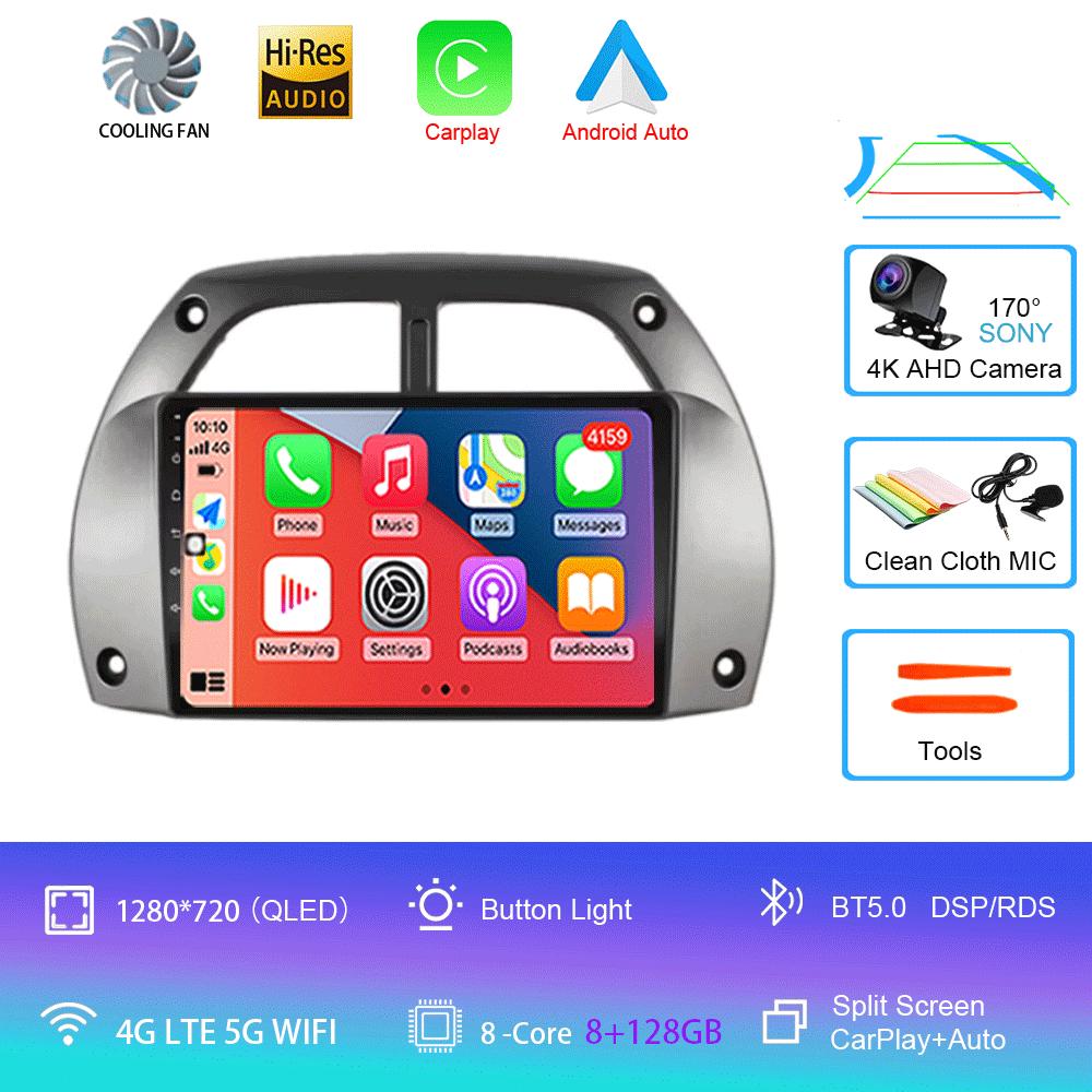 Car Radio Android 14 Wireless Carplay Auto for Toyota RAV4 2001 - 2006 Navigation GPS Multimedia Player Stereo Video wifi+4G BT