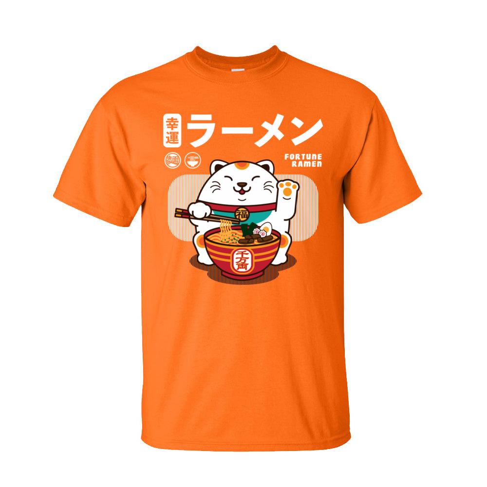 Fortune Ramen 100 Cotton Men Short Sleeve T Shirt Normal SummerAutumn TShirt Sweatshirts Cute Cat Noodle Tshirt