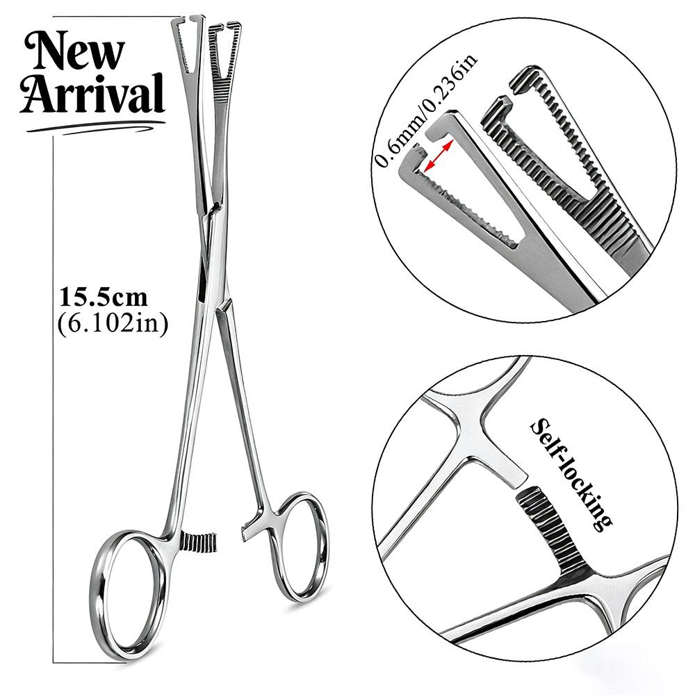 1pc 316L Stainless Steel Piercing Forceps Clamps Pliers for Nose Ear Belly Navel Lip Professional Body Piercing Supplies Tool