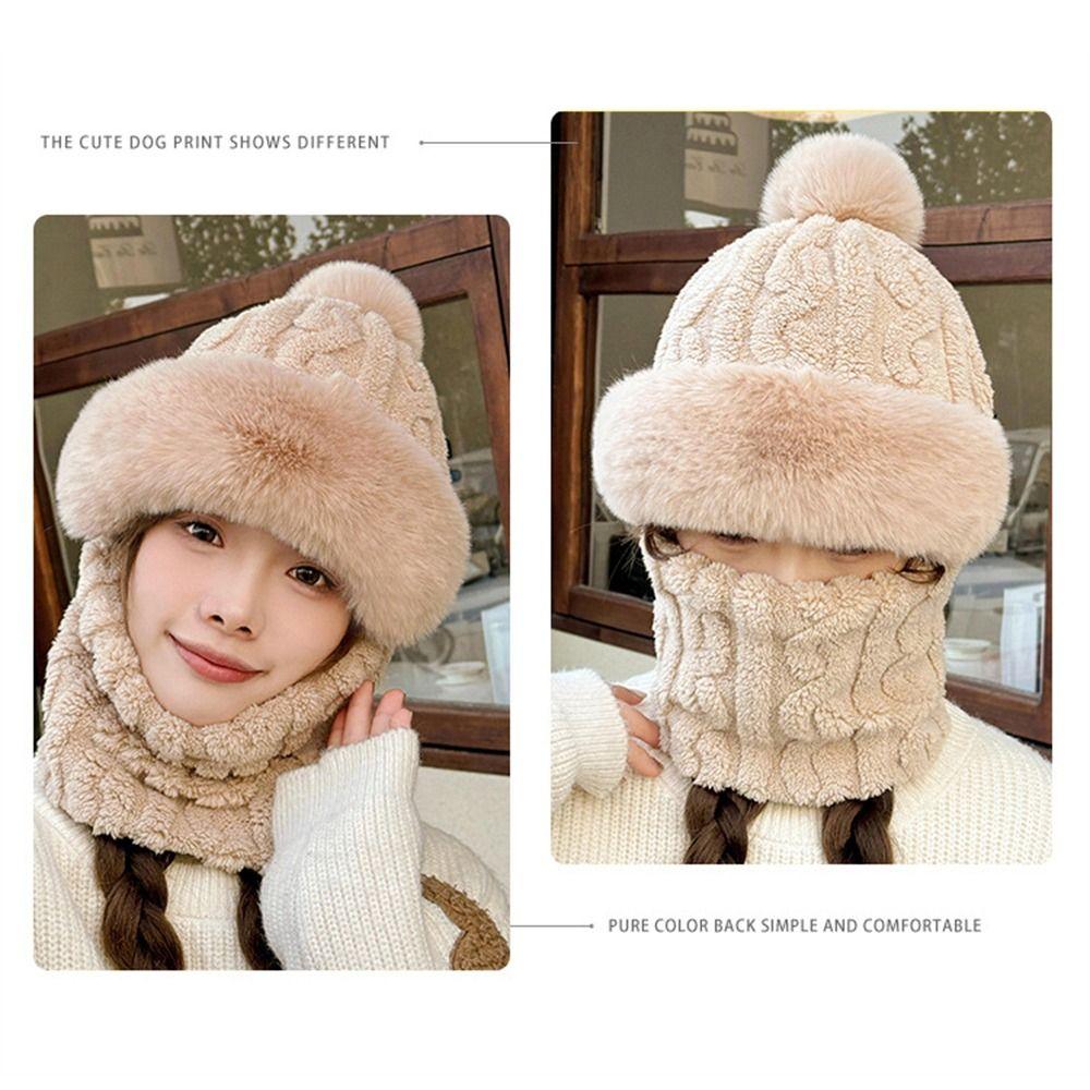 Thick Plush Mask Hat Scarf Set Ski Windproof Lei Feng Hat Casual Neck Warmer for Cycling