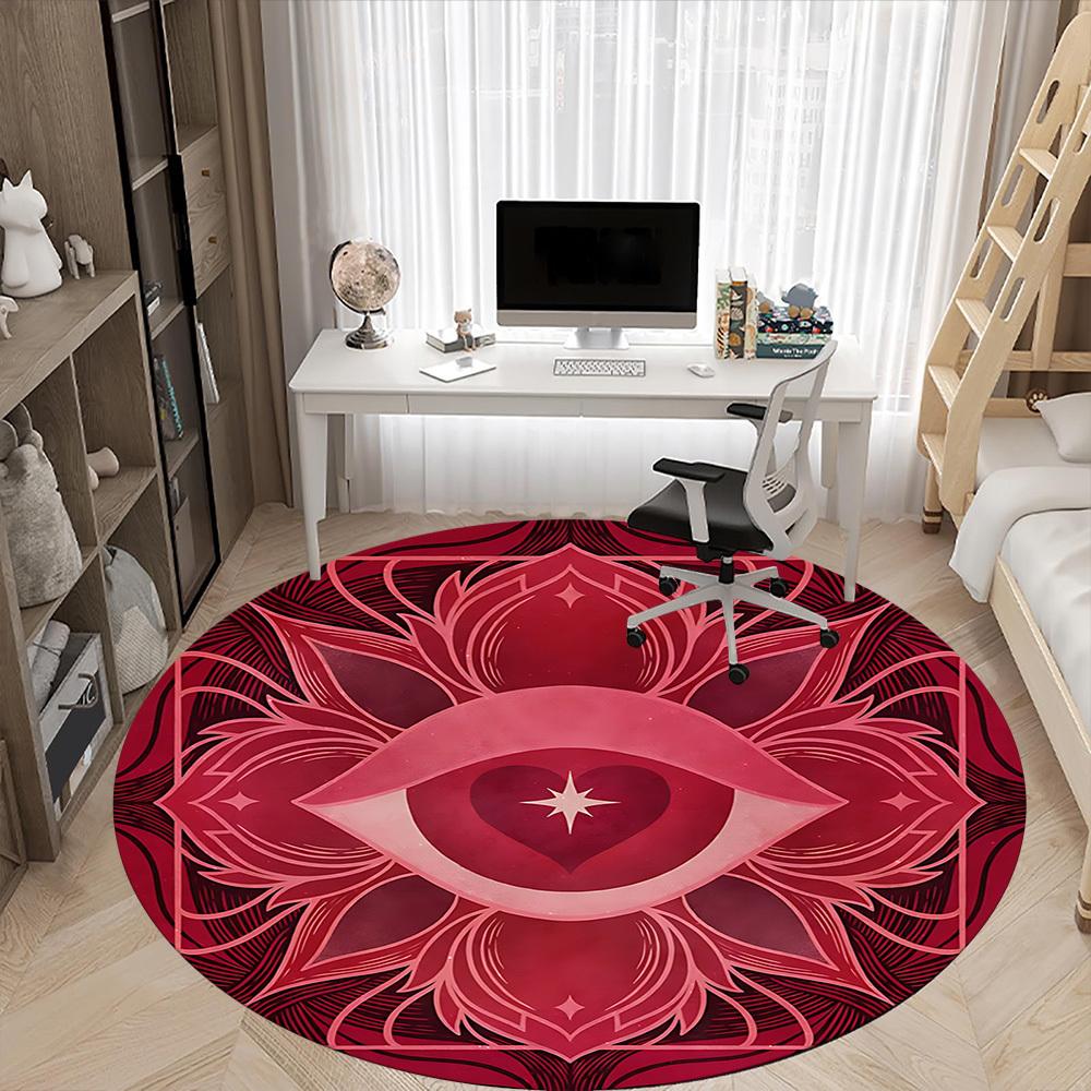 1pc Eye Heart Office Round Area Rug,  Mat Suitable For Office, Under Office Chairs Bedroom Living Room Home Decor, Room Deco