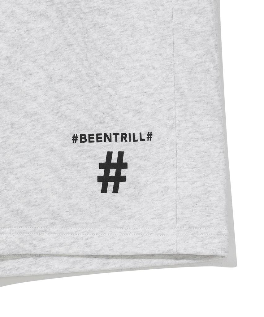 BEENTRILL Standard Hashtag Wide Sweat Shorts (Ice Grey)