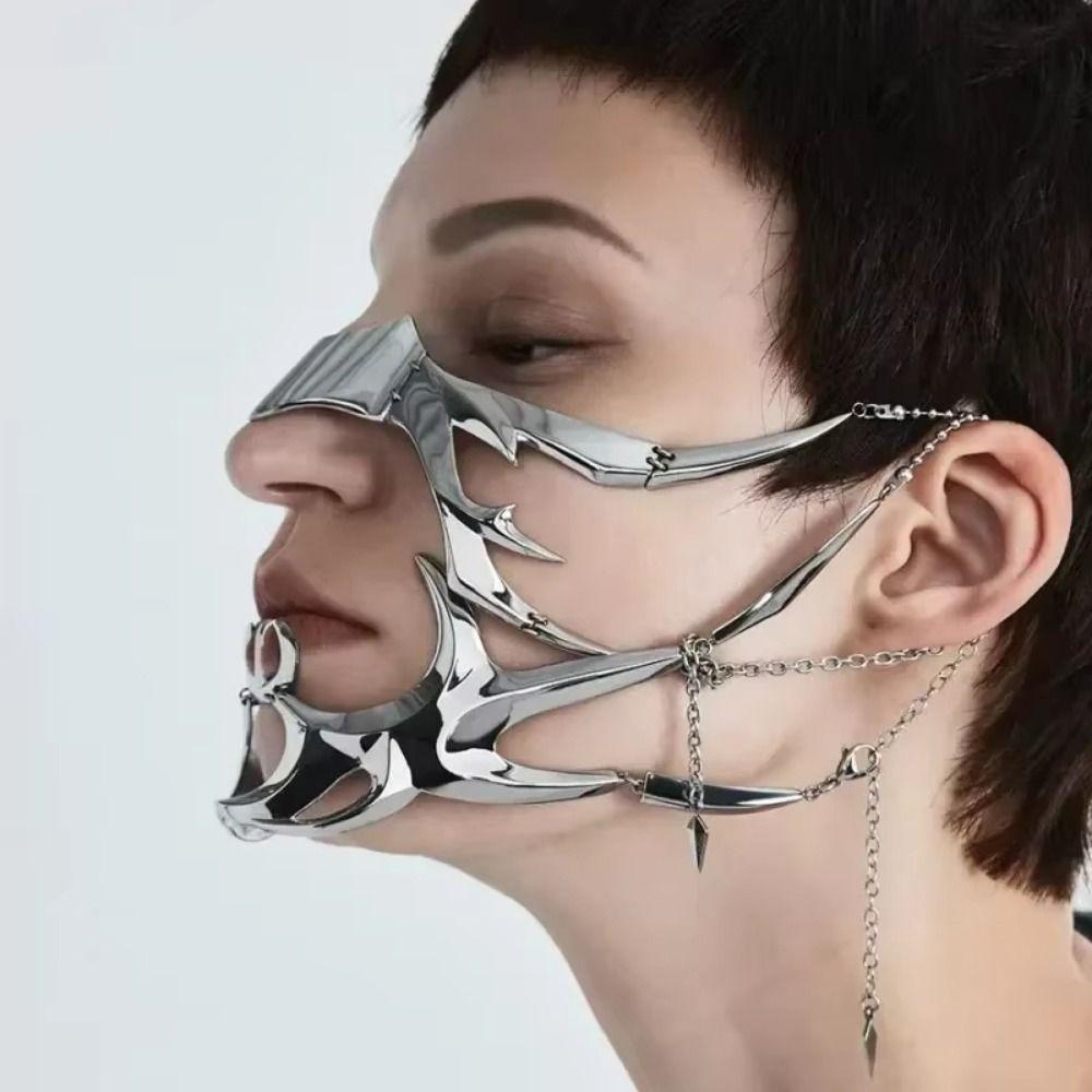 Nose Mechanical Cosplay Party Masks Punk Alien Decent Irregular Metal Face Wearing Kids Gift