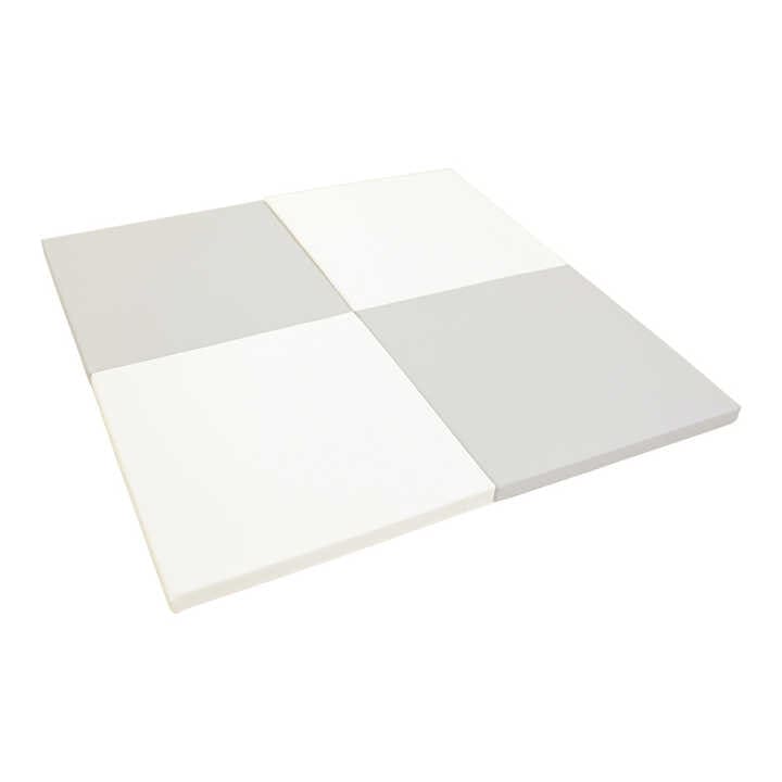 Gymnastic mattress Satellite 150x150x4 cm four-piece - white-grey