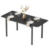 Extendable Dining Table for 4 to 6 People, Steel Legs, for Small Spaces, Dining Room, Black