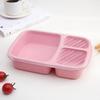 4-Pack Bento Lunch Box Set, 3-Compartment Straw Meal Prep Food Storage Containers, Plastic, Microwave and Dishwasher Safe (3 Compartments)