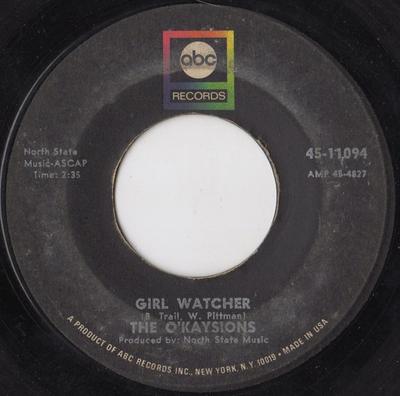 7-дюймовая пластинка O'KAYSIONS - Girl Watcher 4511094 ABC Records 1968 США Соул/Фанк Б/У