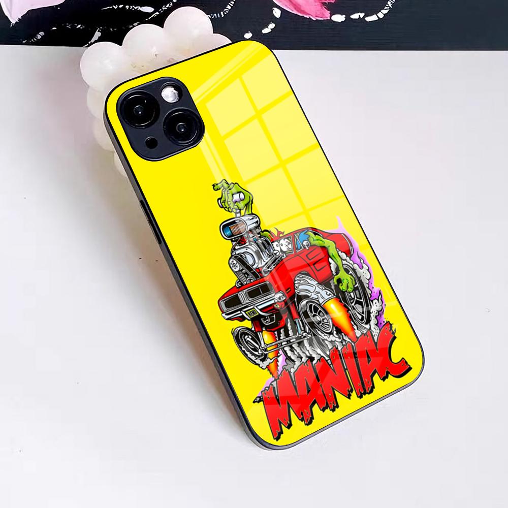 Забавный чехол для телефона Rat Fink для IPhone 17 Pro Max 16 15 14 Pro Max 13 11 X Xs Xr 8 7Plus Стеклянная крышка