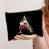 1pc Simple Black Flower & Letter Pattern Makeup Bag with Zipper Clutch Makeup Bag, Travel Lightweight Cosmetic Storage Bag for Women Girls Xmas Gifts
