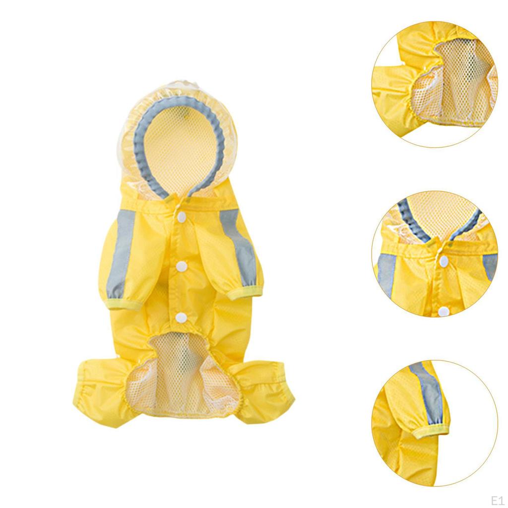 Dog Raincoat Rain Jacket Cartoon Dinosaur with Leash Hole Outdoor Pet Clothes Poncho
