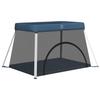 VidaXL Parc pour bébé avec matelas Bleu marine Tissu de lin 10304