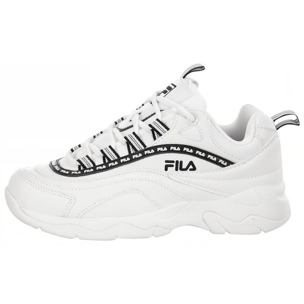 Fila Ray Повтор Кожа Удобные Универсальные Низкие Кроссовки Папы Женские кроссовки Черный Белый 5RM00816_112