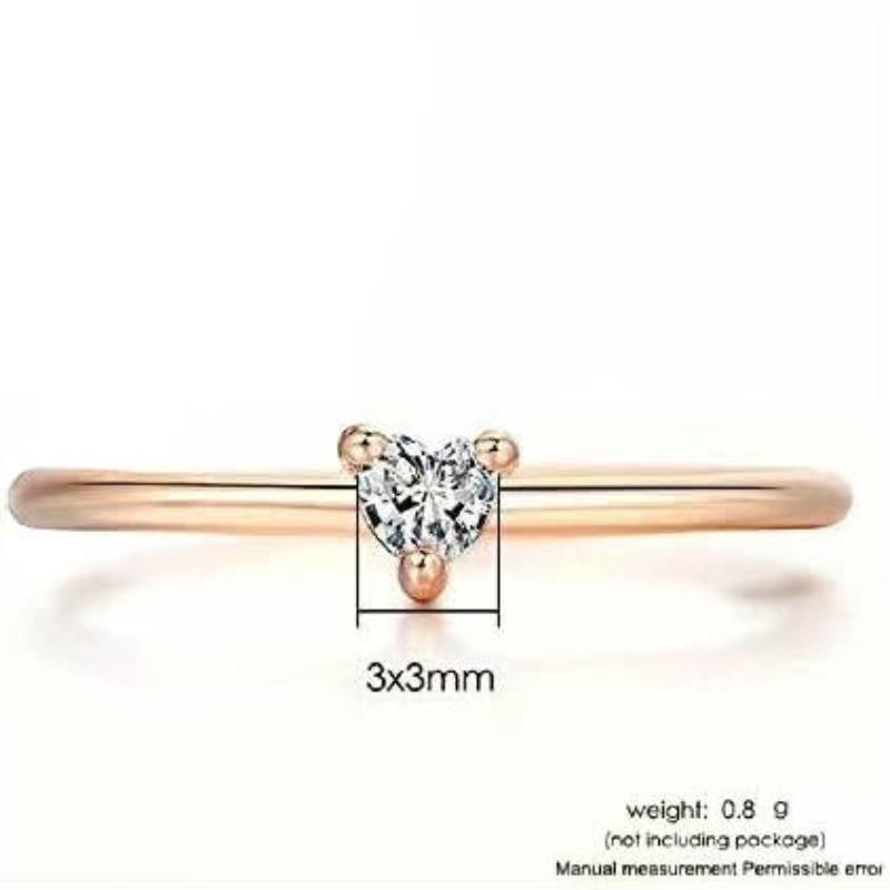 Fashion Light Luxury Niche Women'S Fine Ring Copper Inlaid Zircon Personalized Simple Heart-Shaped Versatile Ring