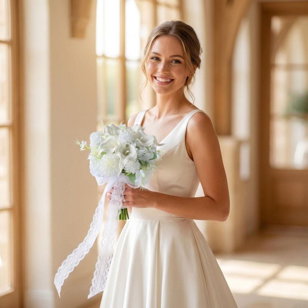 Handheld Calla Hydrangea Flowers Romantic Bridal Bouquet  for Wedding Ceremony
