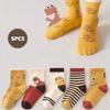 5 Pairs Kids Cotton Socks Spring Autumn Mid Length Soft Comfortable Cartoon Boy Girl Breathable Student Socks