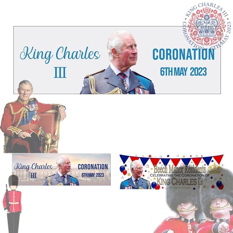 King Charles Iii Coronation Flag Premium Polyester Fabric 50x150cm
