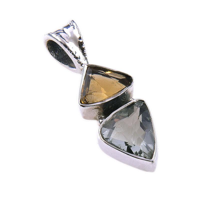 Натуральный зеленый аметист, цитрин 925 стерлинговое серебро кулон 1.25'' s3F39